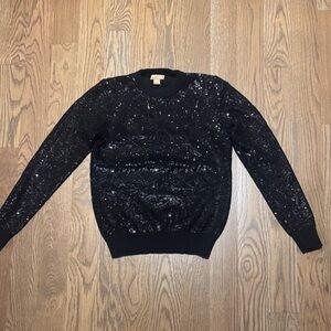 Michael Kors Collection Black Cashmere Sequin Top
